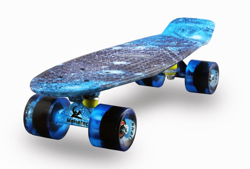 Meketec Skateboards Complete Mini Cruiser Retro Skateboard for Kids Boys Youths Beginners 22 Inch(The Starry Sky) - Image 1